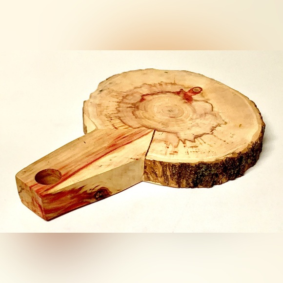Raw Edge Live Wood Hand Crafted FLAMING BOX ELDER Handled Hot Pot Pad - Picture 7 of 14